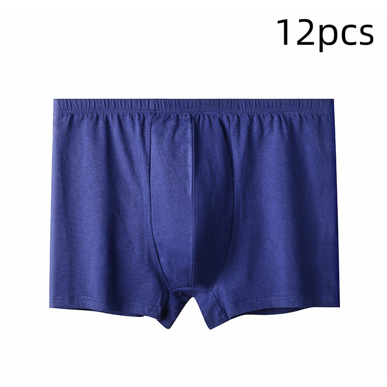 Short de boxer respirant en coton à crosse profonde, taille plus élevée pour hommes