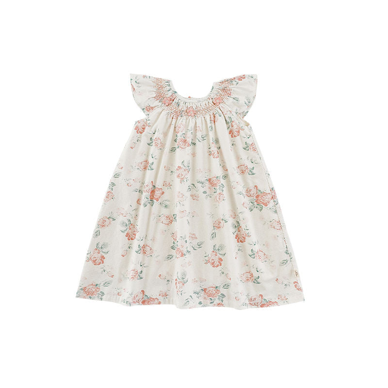 Robe brodée florale sans manches pour filles