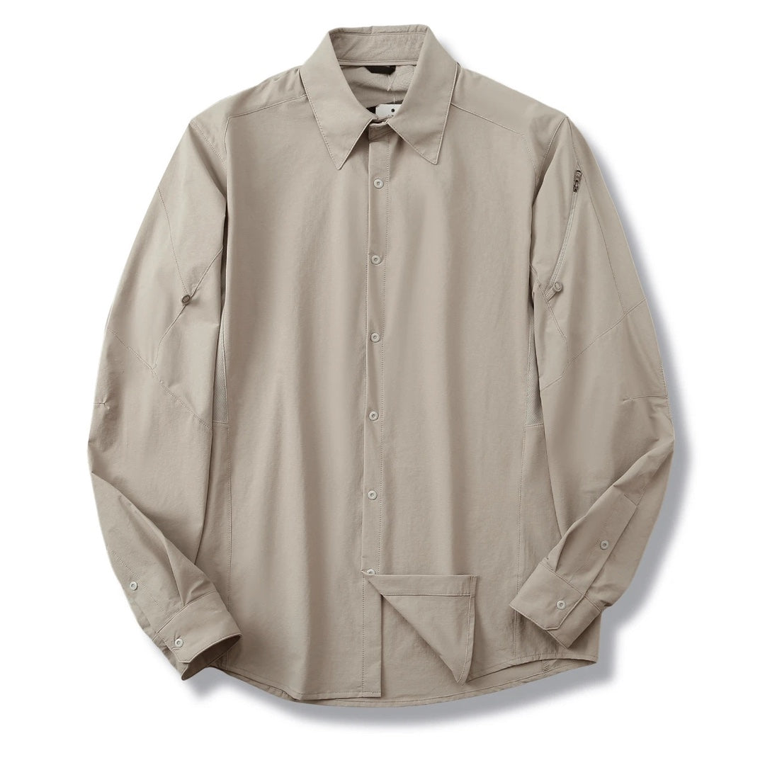 Hommes Technical Outdoor Quick Dry Long Sleeve Shirt sous-arm ventilé Mesh Zipper Sleeve P