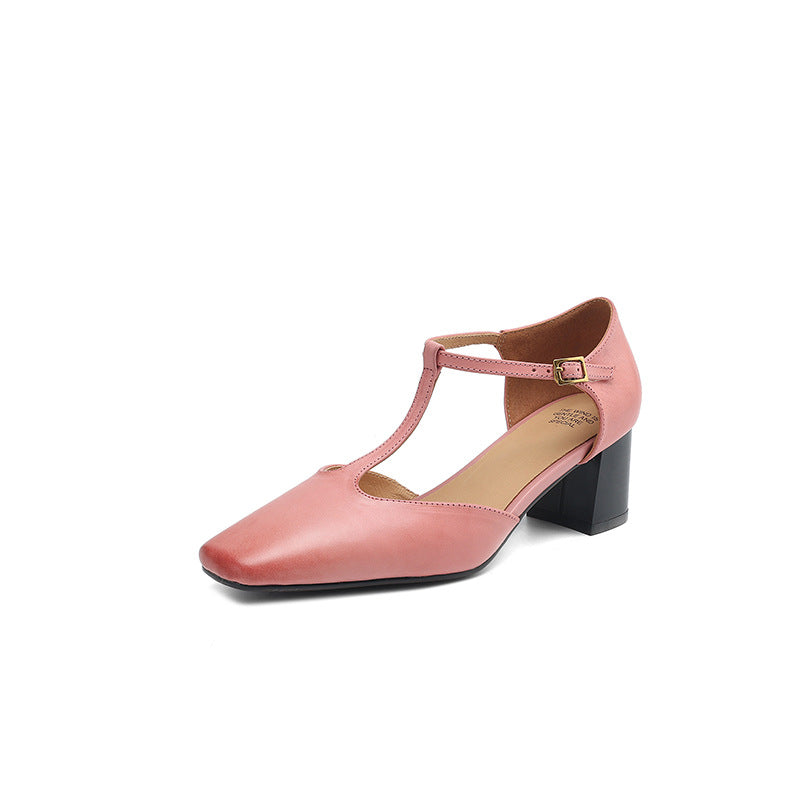 Sandales de mode Summer Square-toe Chunky-heel