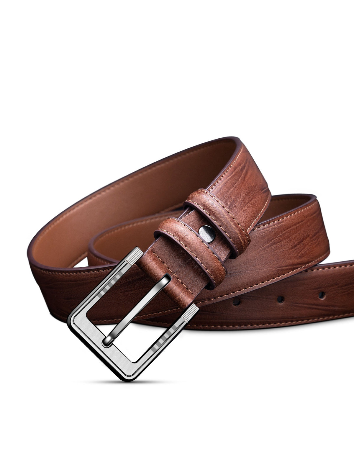 Boucle d'épingle pour homme Ceinture en cuir Modèle de feuille de trois couleurs