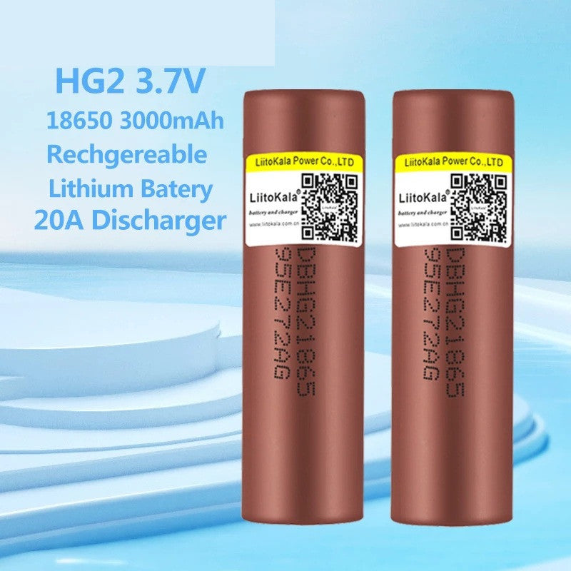 18650 HG2 3000mAh 37V Batterie au lithium Batterie à décharge continue 20A