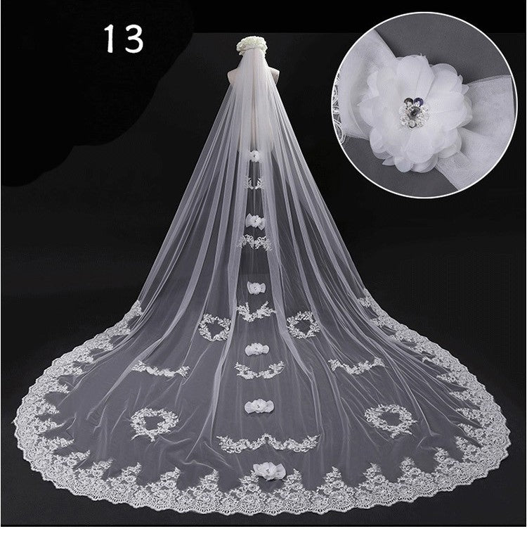 Robe de mariée Long Tail Luxury Super Fée Veil de mariage
