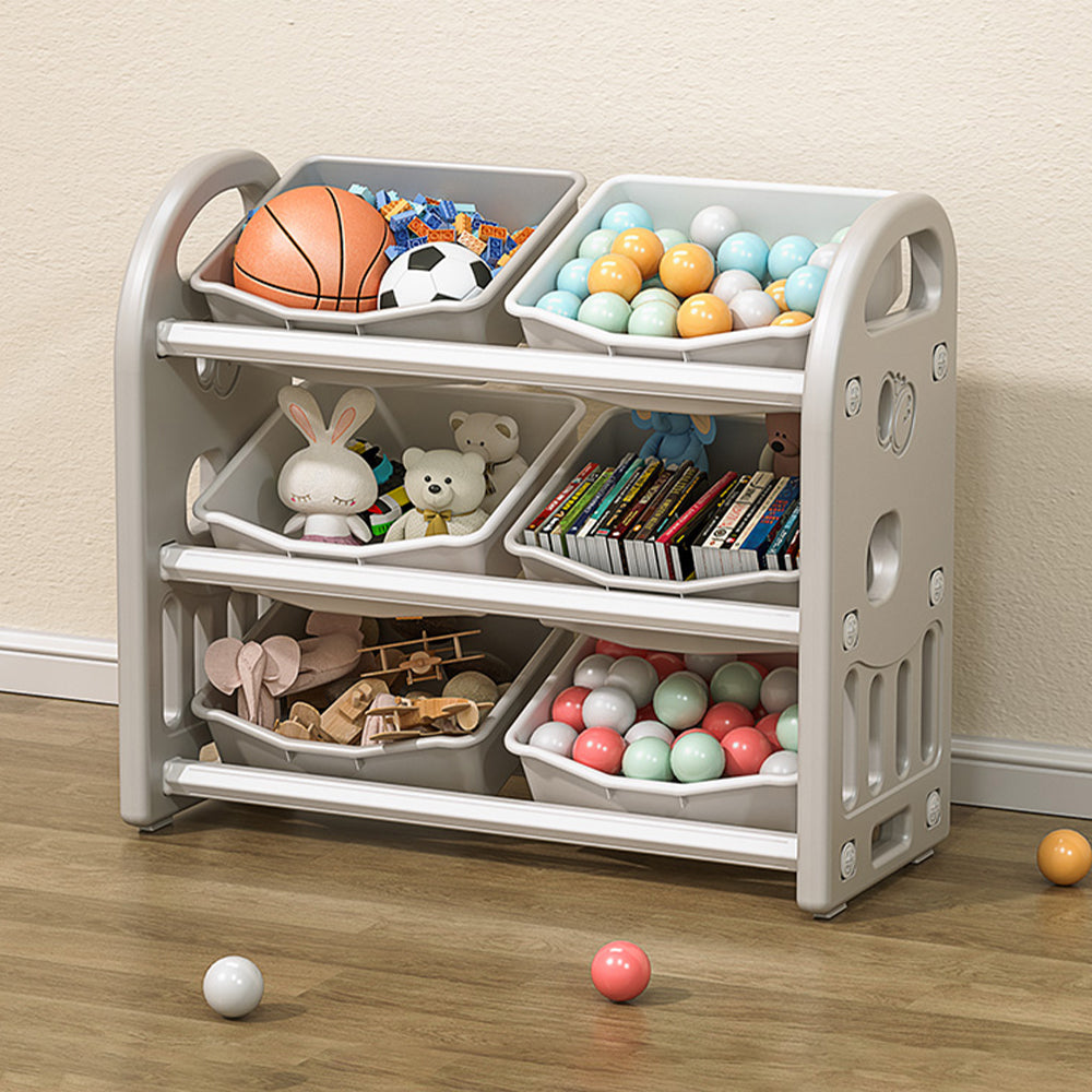 Organisateur de rangement de jouets pour enfants avec 6 bacs