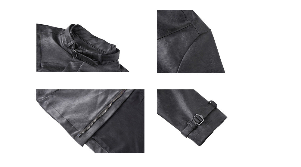 Veste courte en cuir détraqué