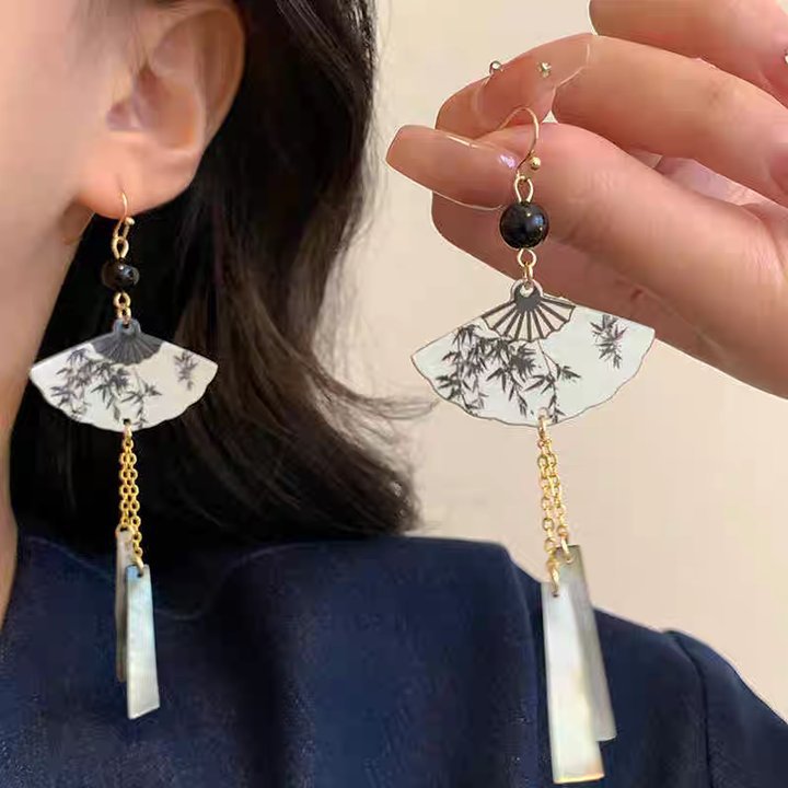925 Boucles d'oreilles de fleur de coquille d'aiguille en argent 925