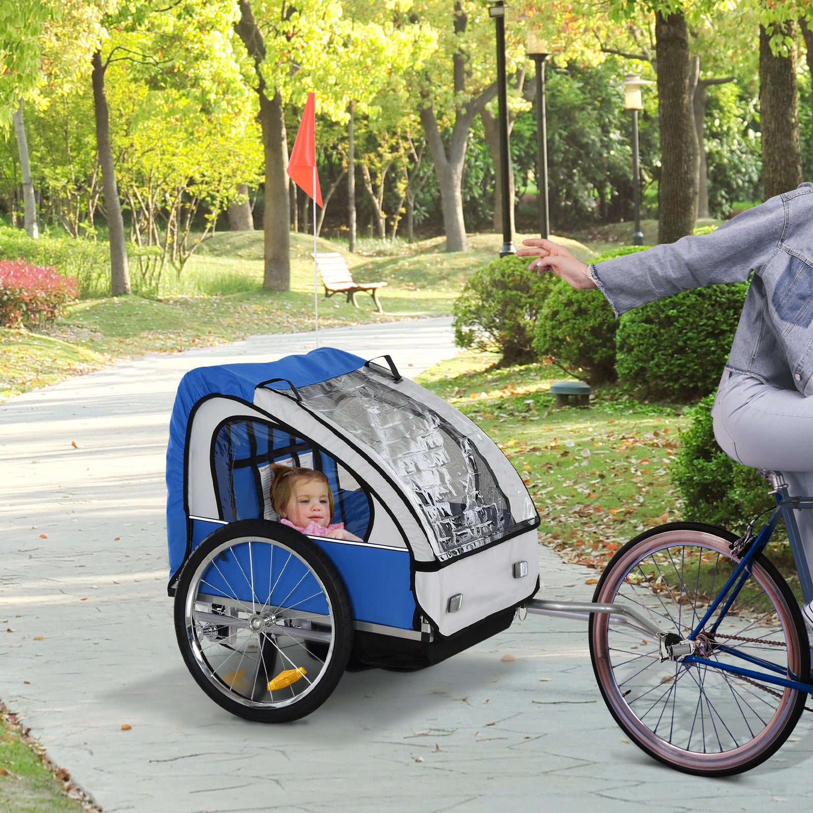 Remorque de vélo enfant 2 places pour enfants avec un cadre en acier fort