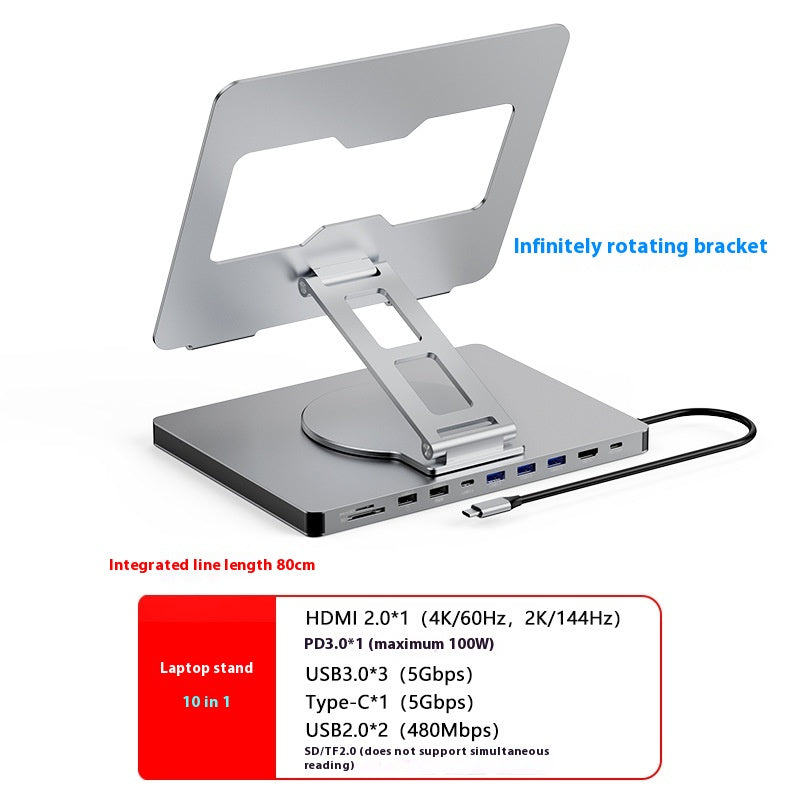 Support d'ordinateur portable rotatif étendu Type-c