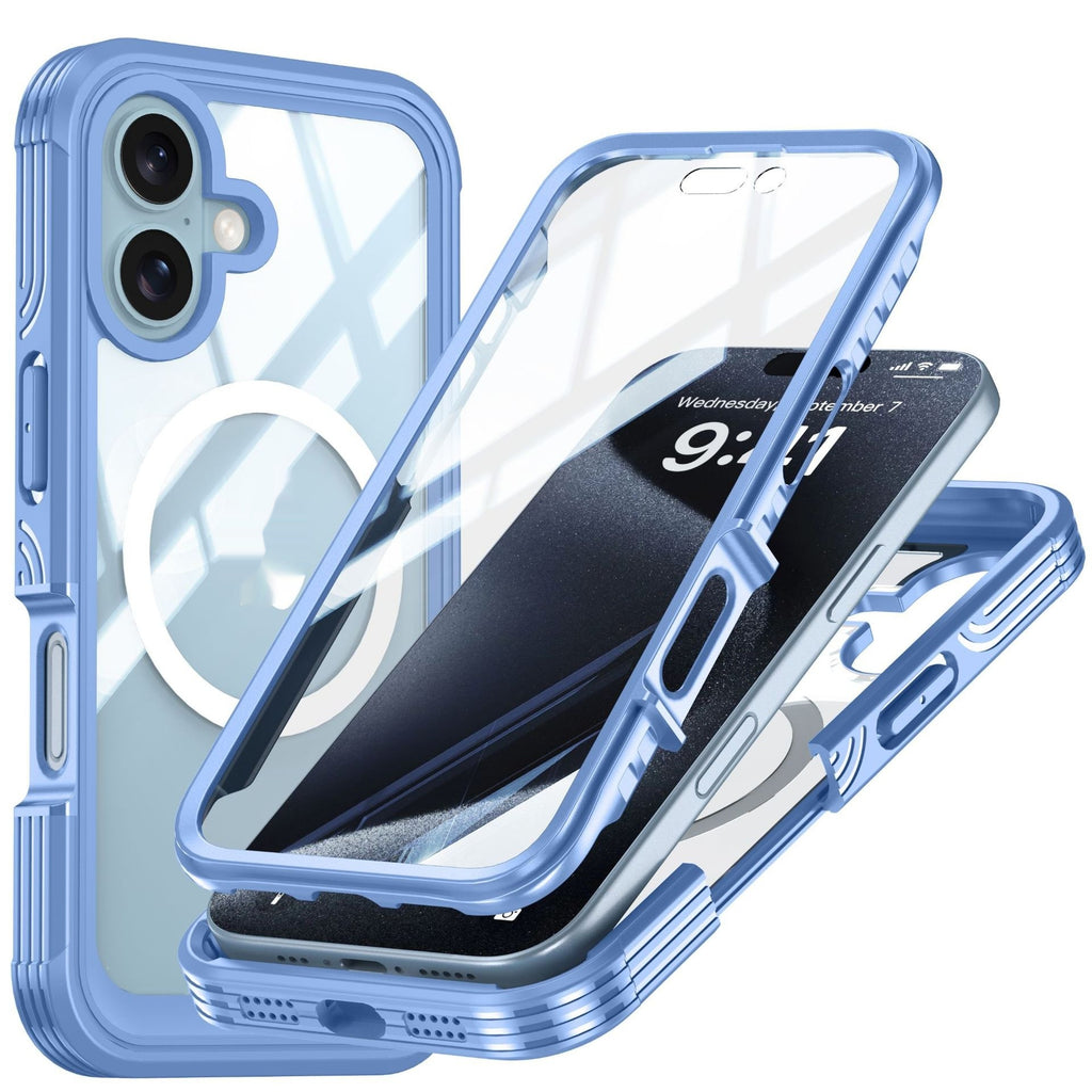 Applicable au boîtier de téléphone transparent trois-proof magnétique extérieur anti-chute Shell