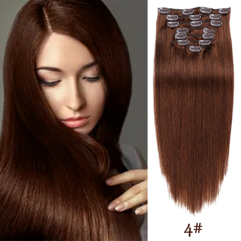 Clip-in cheveux réels cheveux humains sept-pièces ensemble 14 pouces 70g extensions de cheveux Perruque