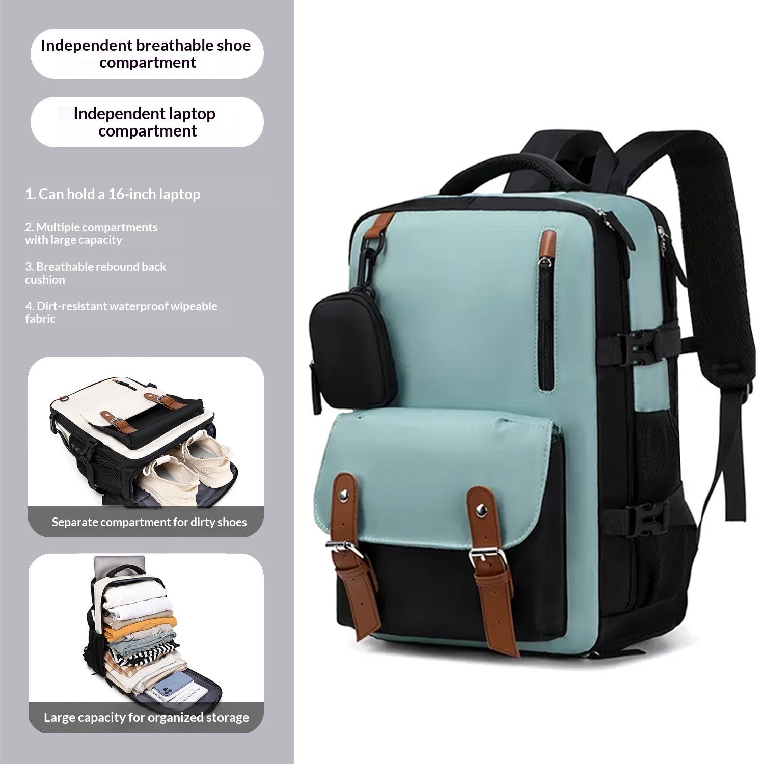 Sac à dos pour ordinateur portable de voyage étudiant de grande capacité
