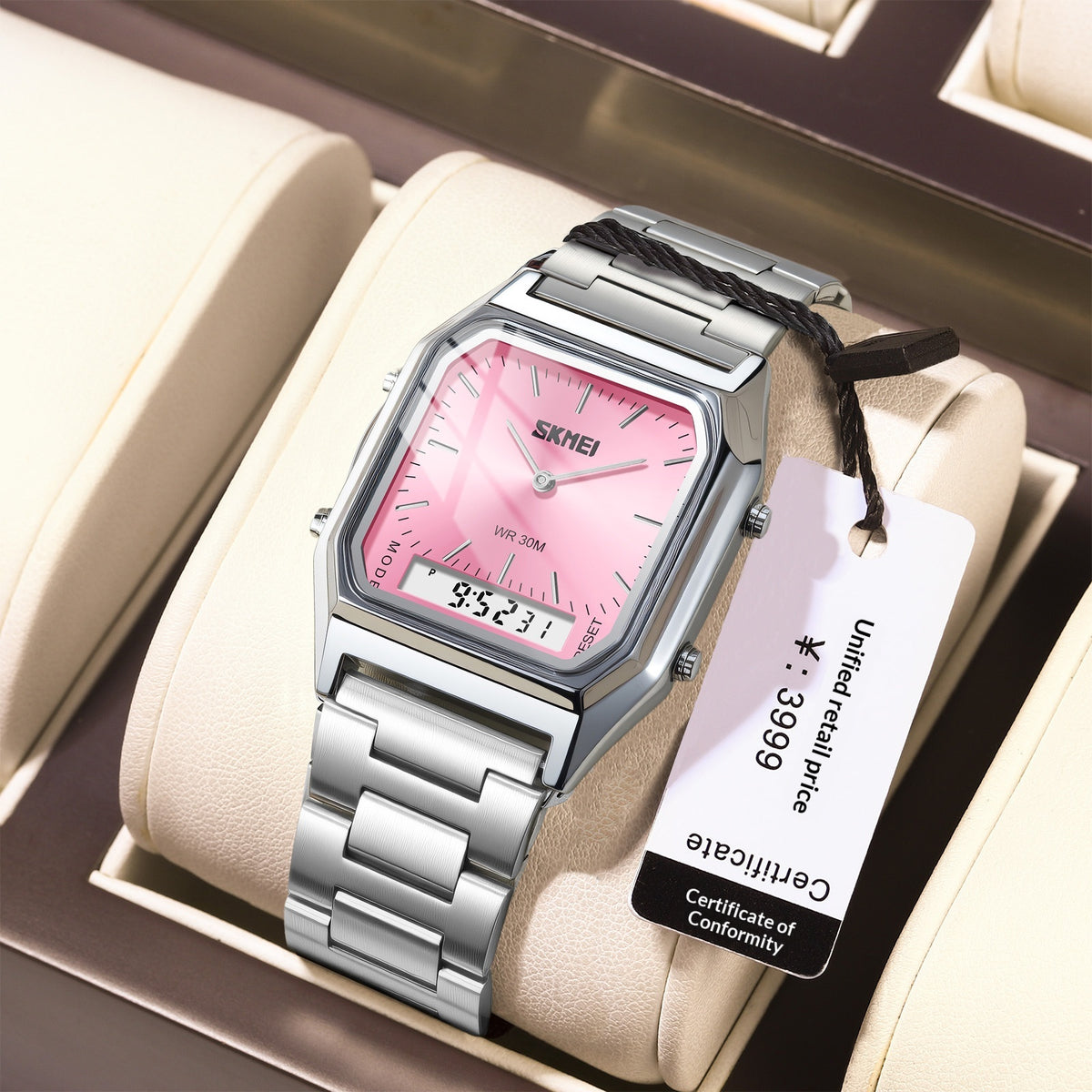 Couples Business Wristwatch Minimalist Élégant montre d'alarme multifonctionnelle