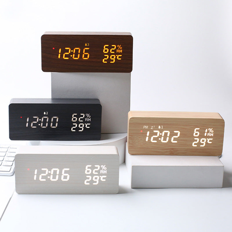 Intelligent Radio Control Clock LED bois électronique température numérique et humidité