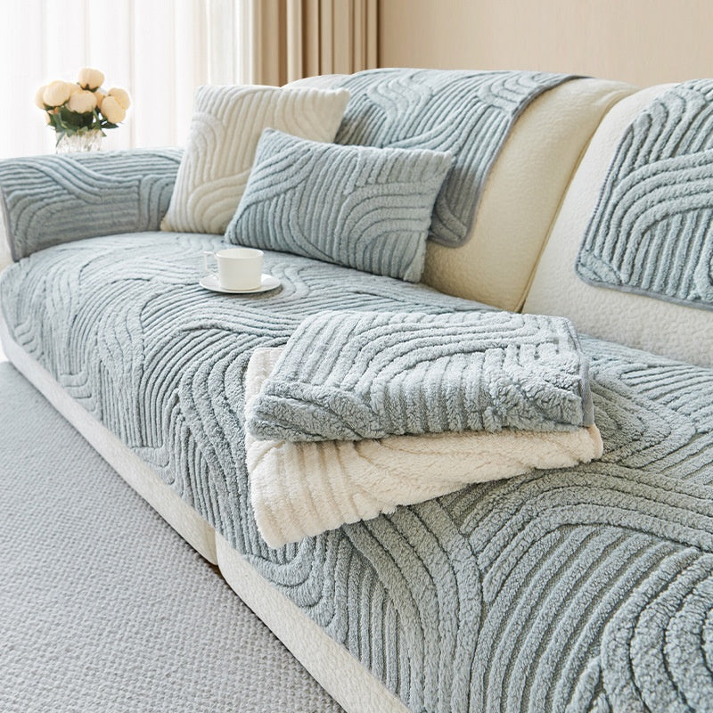 Coussin de canapé en peluche couleur crème - Épaisseur Coussin d'automne non glissant