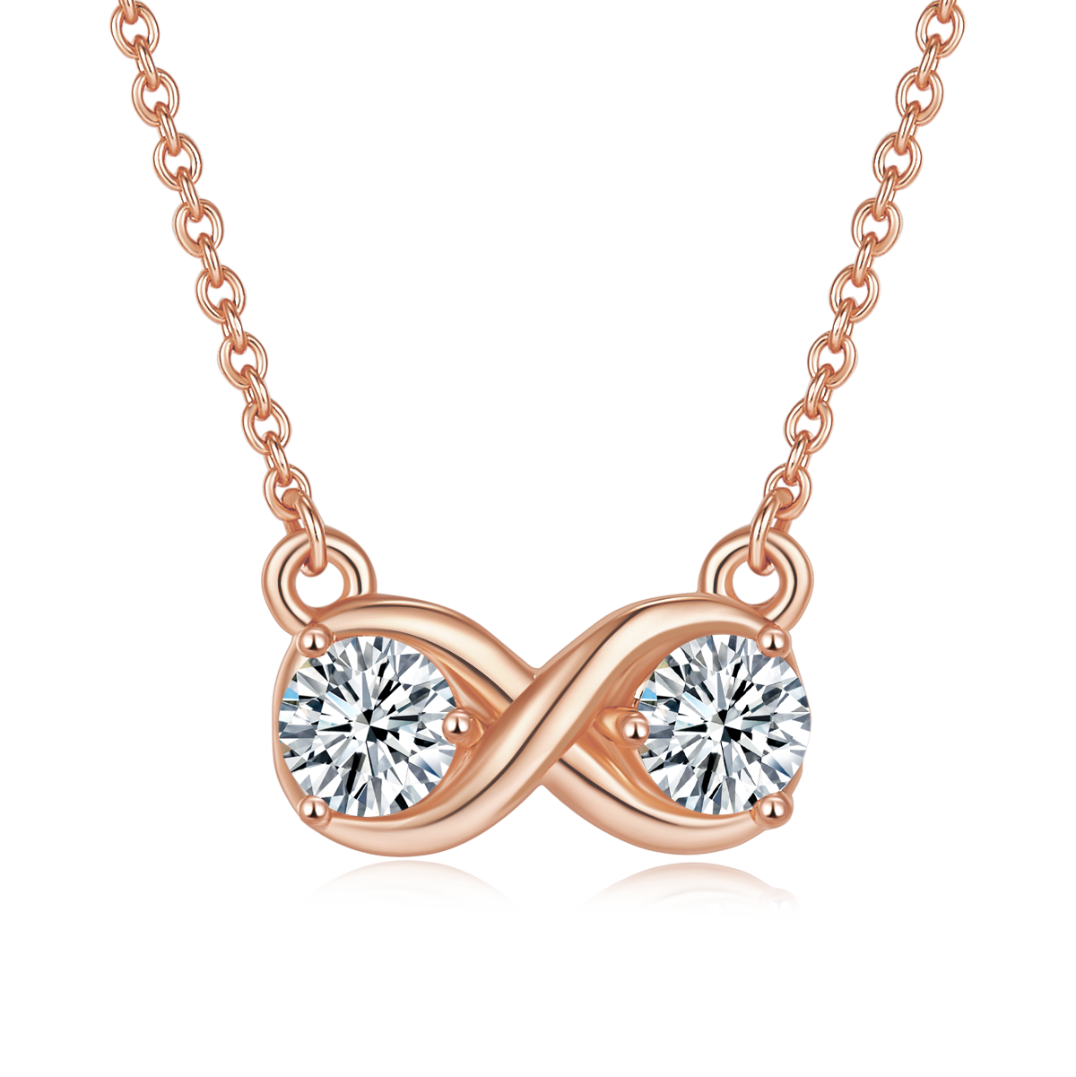 3.1g S925 Argent Sterling 1CT Collier infini en mousse 45cm 2 pendentif en pierre avec GRA