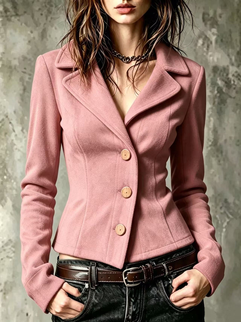 Manteau en laine courte ajustée vintage pour femme