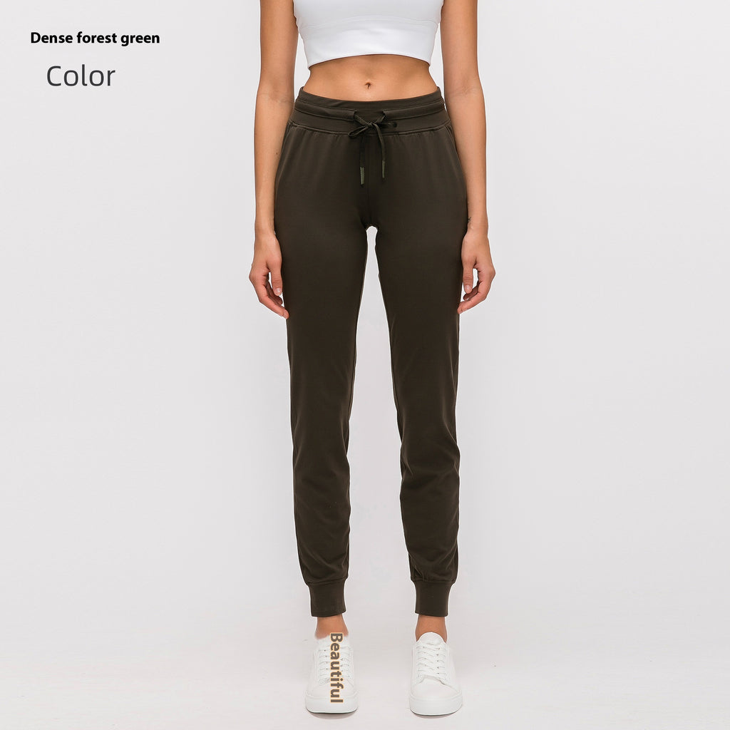 Pantalon de yoga haute taille pour femmes Drawstring Quick-drying Elastic Running Fitness