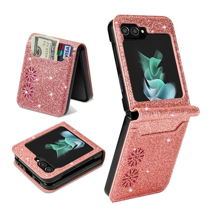 Dossier de téléphone pliant Patchwork Retro Pattern Multi-card Flip