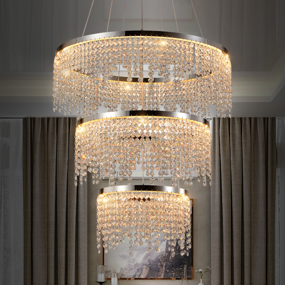 Lampe de plafond LED Lustre cristal 24 pouces