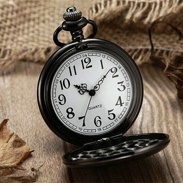 Montre de poche en quartz léger rétro double-côté
