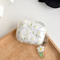 White Floral High-Transparency Protective Case for Bluetooth Headset