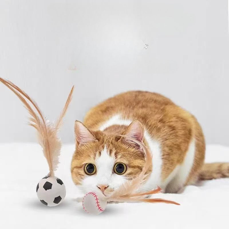 Jouets pour chats, Balles d'autodivertissement, Boules gonflables en plumes, Jouets pour chats, Jeu d'autodivertissement pour chats
