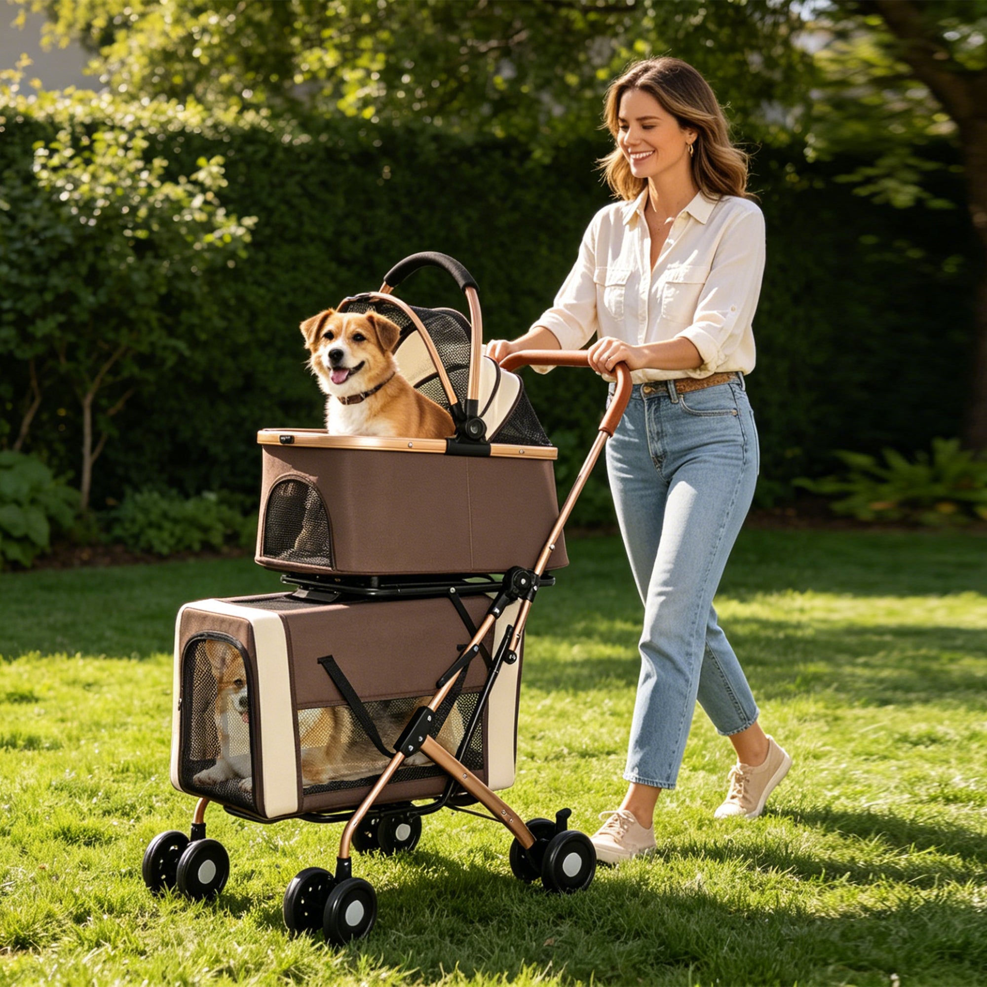 Poussette double pour chiens et chats