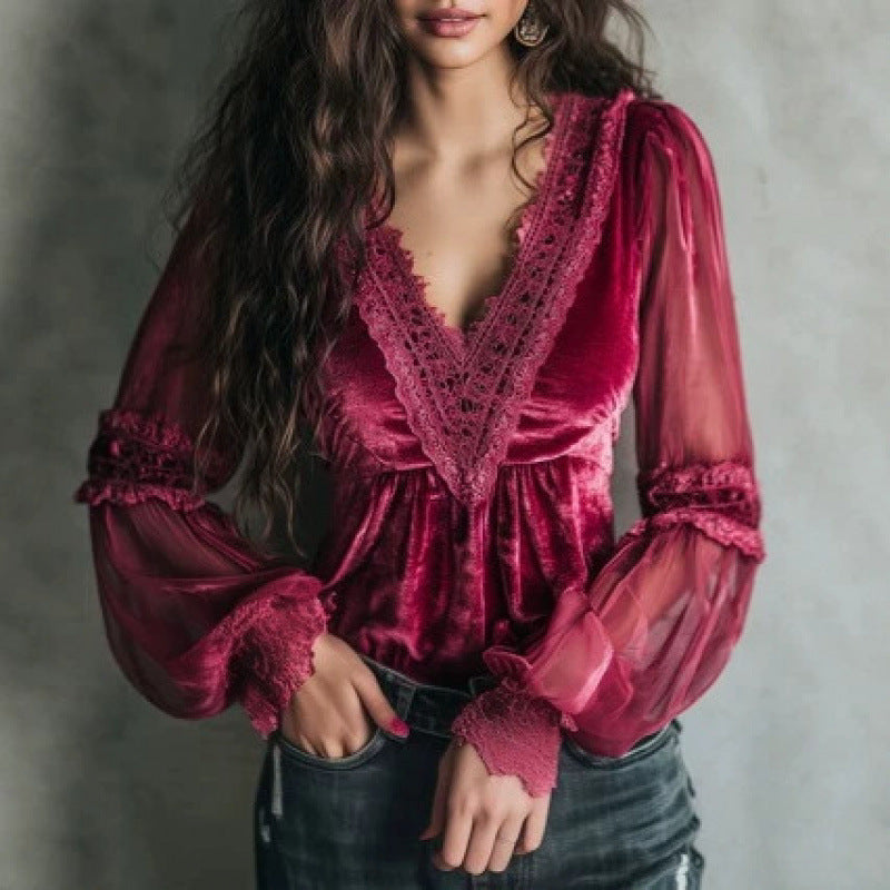 Chiffon Shirt with Vintage Lantern Sleeves