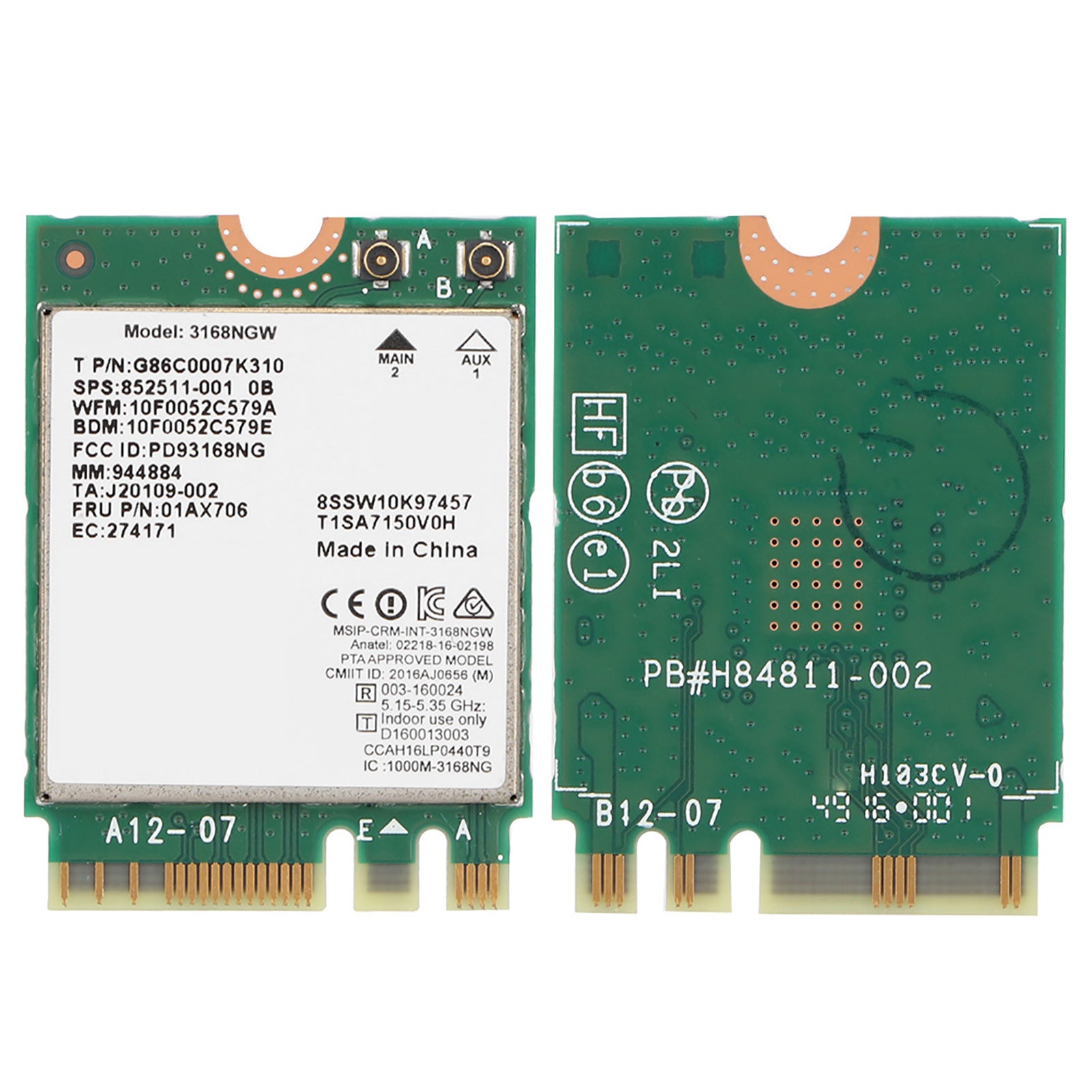 Internet 3168NGW Wireless-AC Double bande Carte réseau Wifi avec Bluetooth 4.2