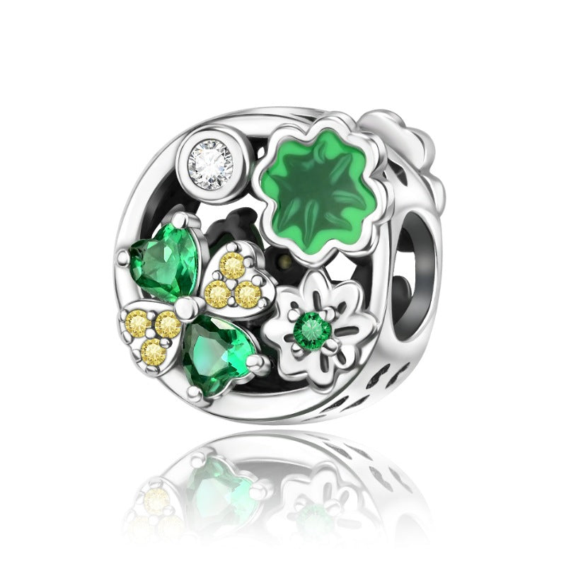 Bricolage pendentif argent-plaqué coeur charmant Lucky Bracelet Collier perlé