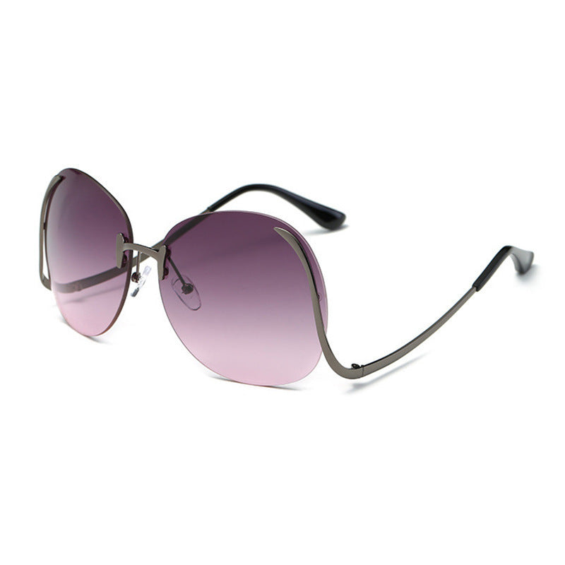 Lunettes de soleil sans cadre à jambe courbée Verres décoratifs