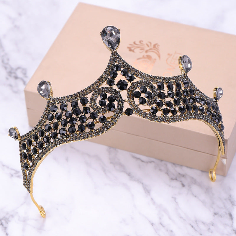 Retro Baroque Black Mariage Royale Couronne décorative