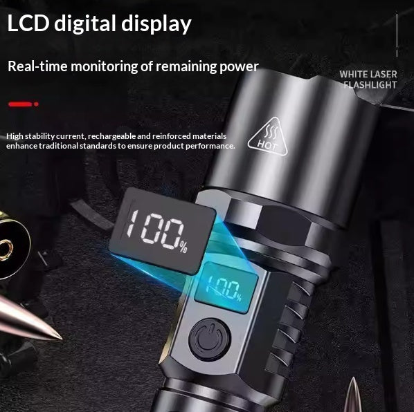 Rechargeable flashlight laser white light portable strong light flashlight