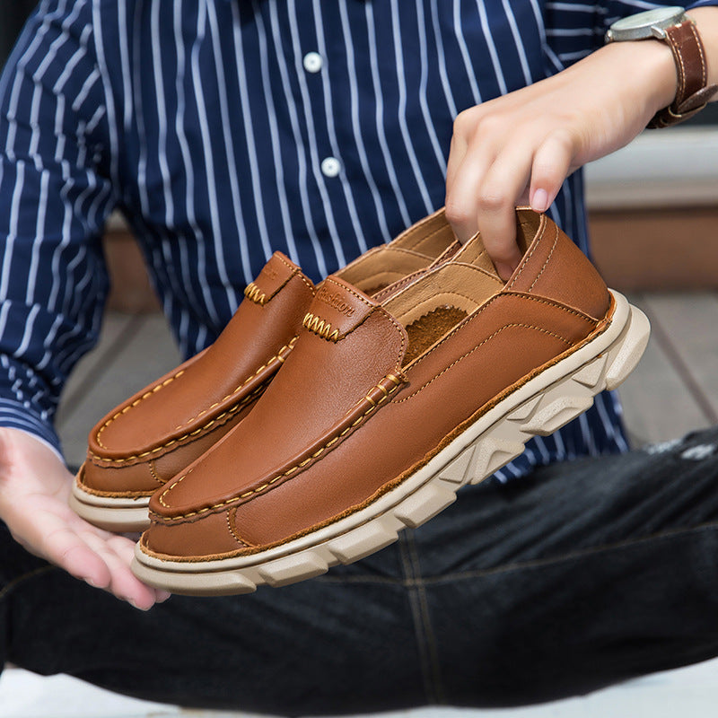 Casual leather shoes with a flexible sole