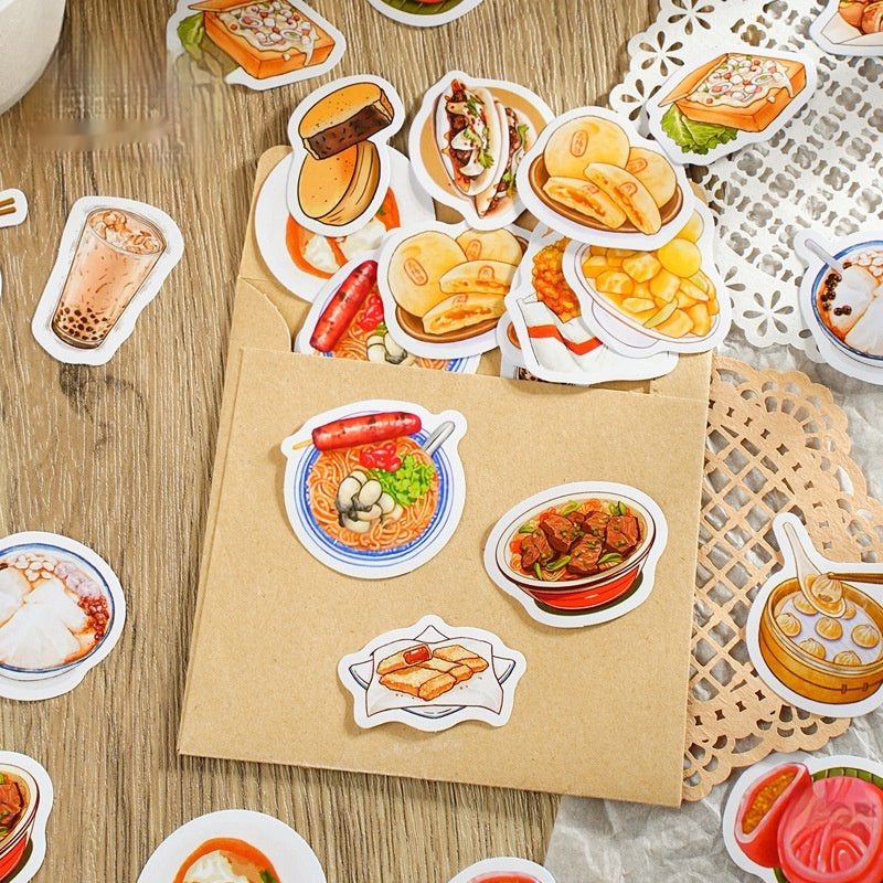 Stickers Box-packed Marché de nuit Snacks Adhésif Etiquette Peintre Compte Diy Sceau décoratif