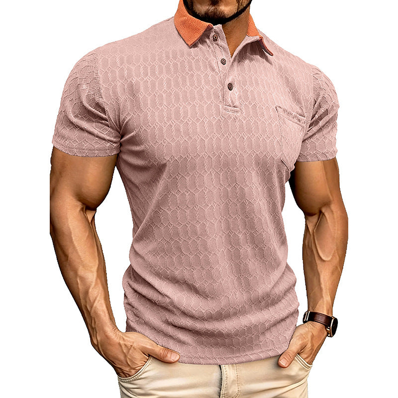 Chemise Polo Lapel Homme T-Shirt manches courtes Slit Design Loose-Fit Moisture-Wicking