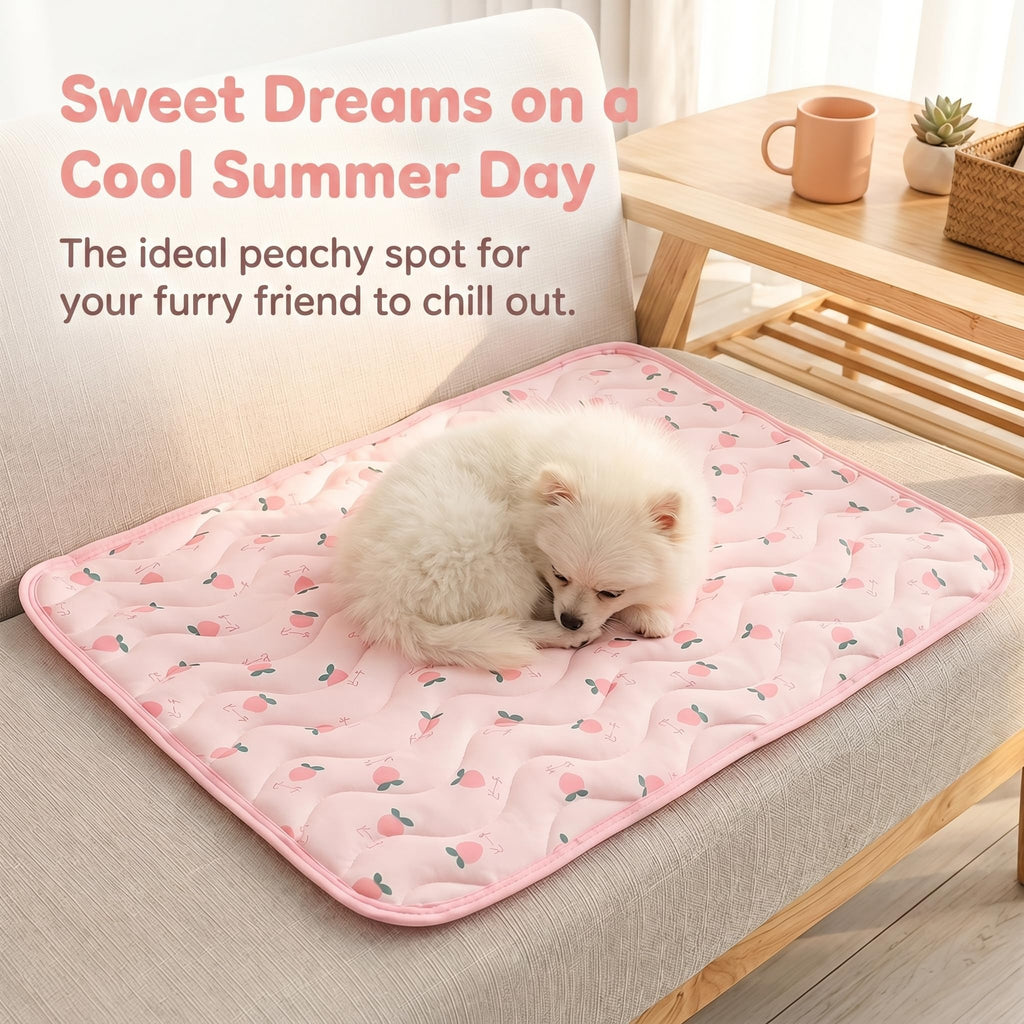 Tapis auto-refroidissant pour chiens et chats Pad de refroidissement pliable d'été avec impression de fruits lavable