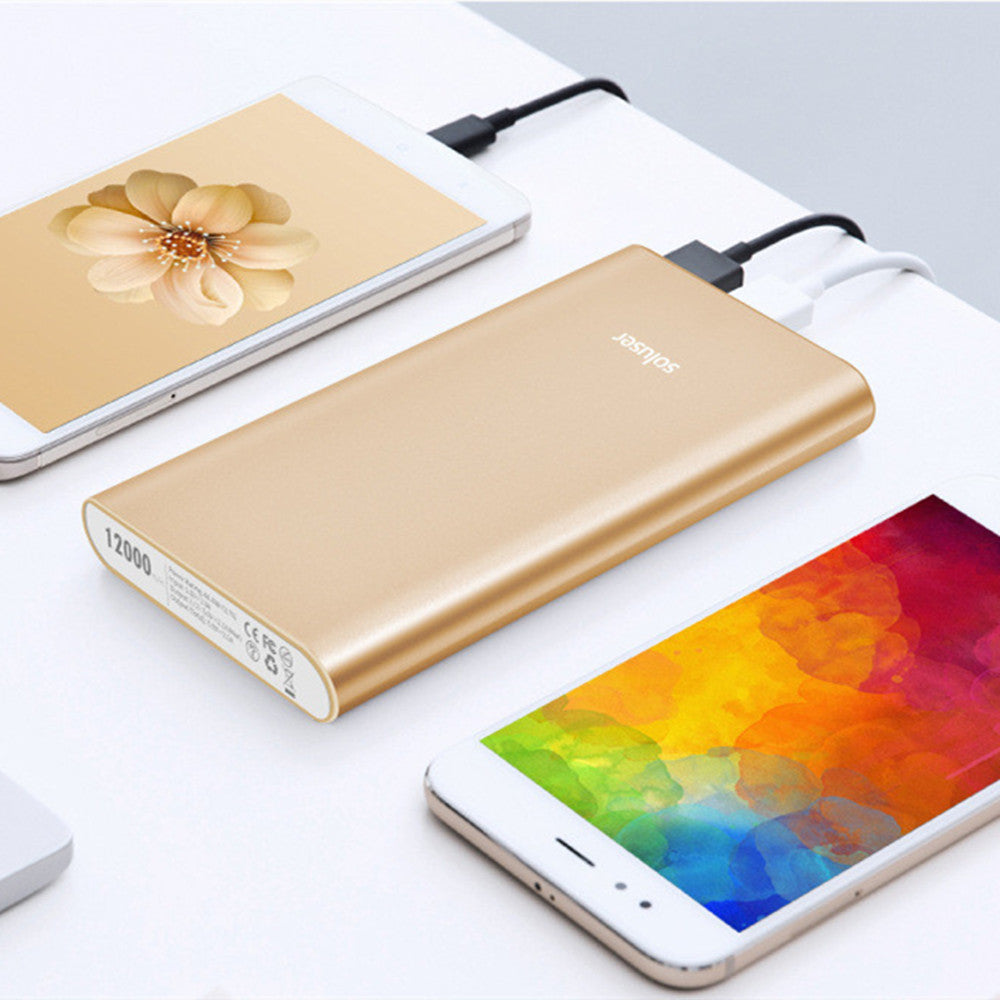 Banque de puissance 12000mAh Banque de puissance en alliage d'aluminium ultra-mince