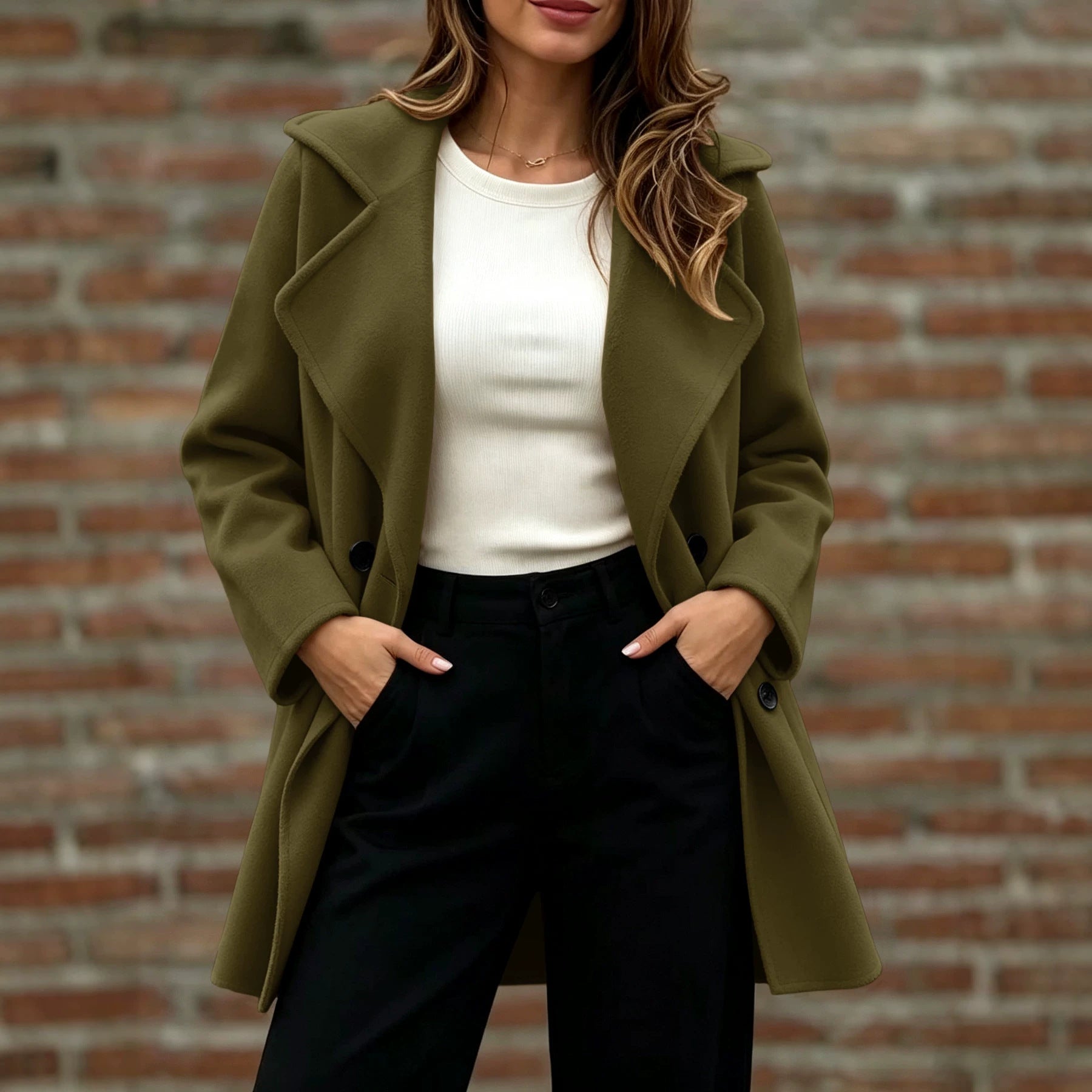 Manteau de laine à double-bras