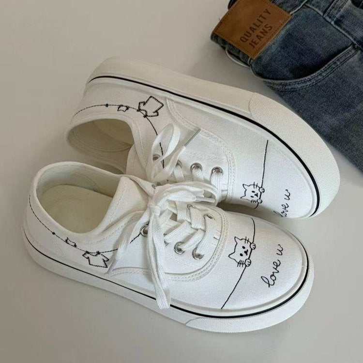 Filles Ours Toile Chaussures Soft Sole Été Brodé Paw Imprimer Sneakers Casual de semelle épaisse