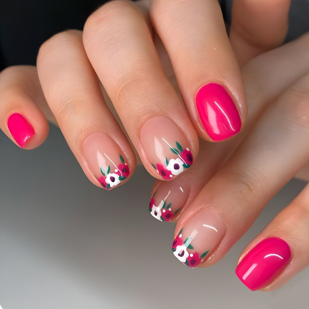 24 pièces de stickers à ongles en acrylique rose rose avec