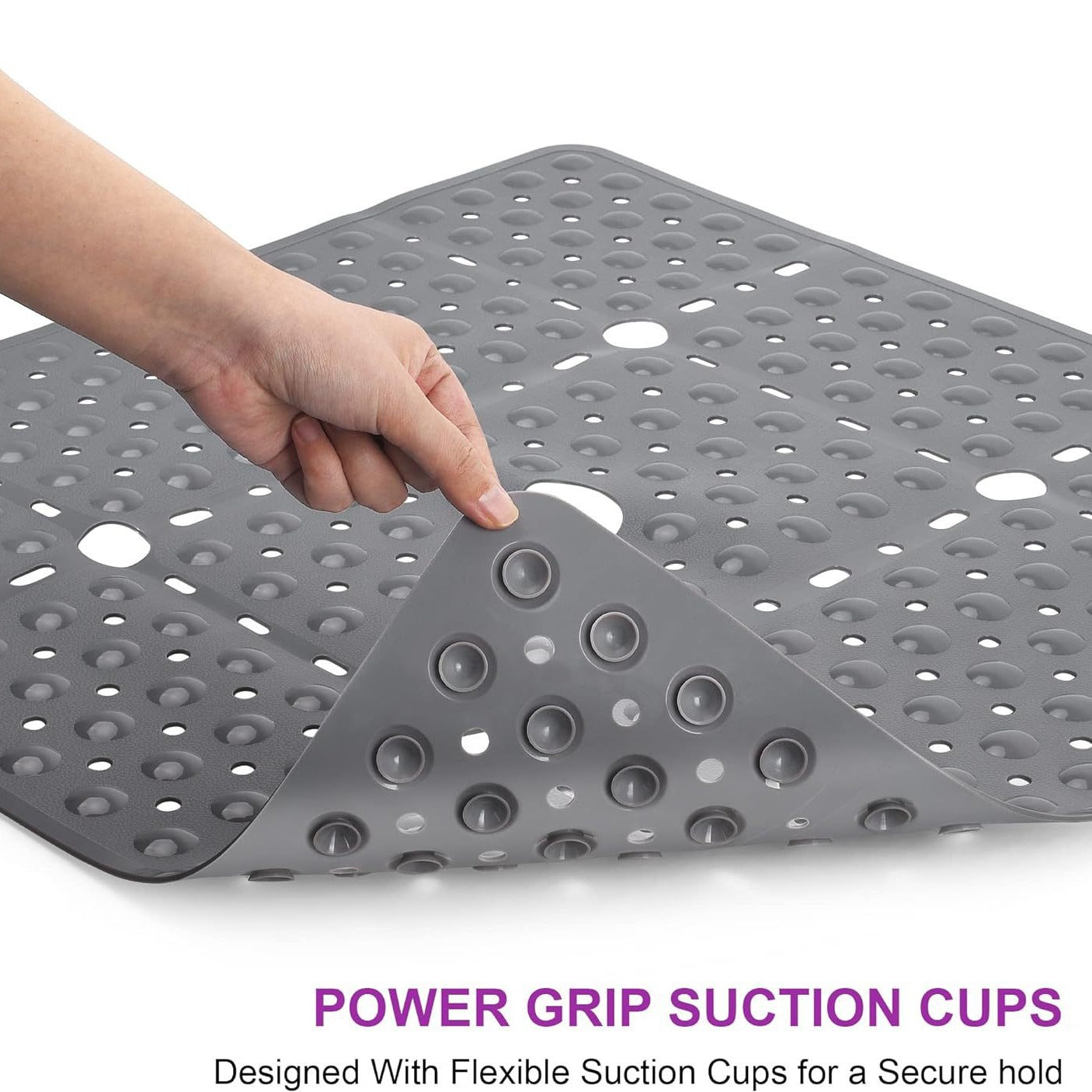 Tapis de salle de bain carré anti-dérapant Rug Toilette Suction-tasse Pad pied avec trous de drainage