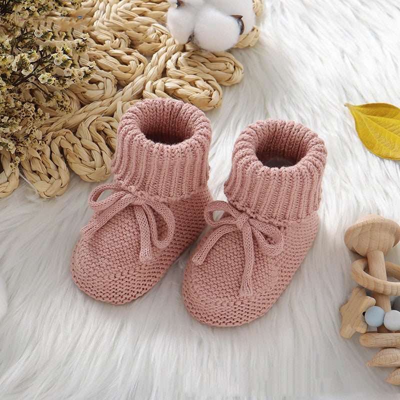 Bébé Solid Couleur Mignon Bowknot Knitted Toddler Chaussures