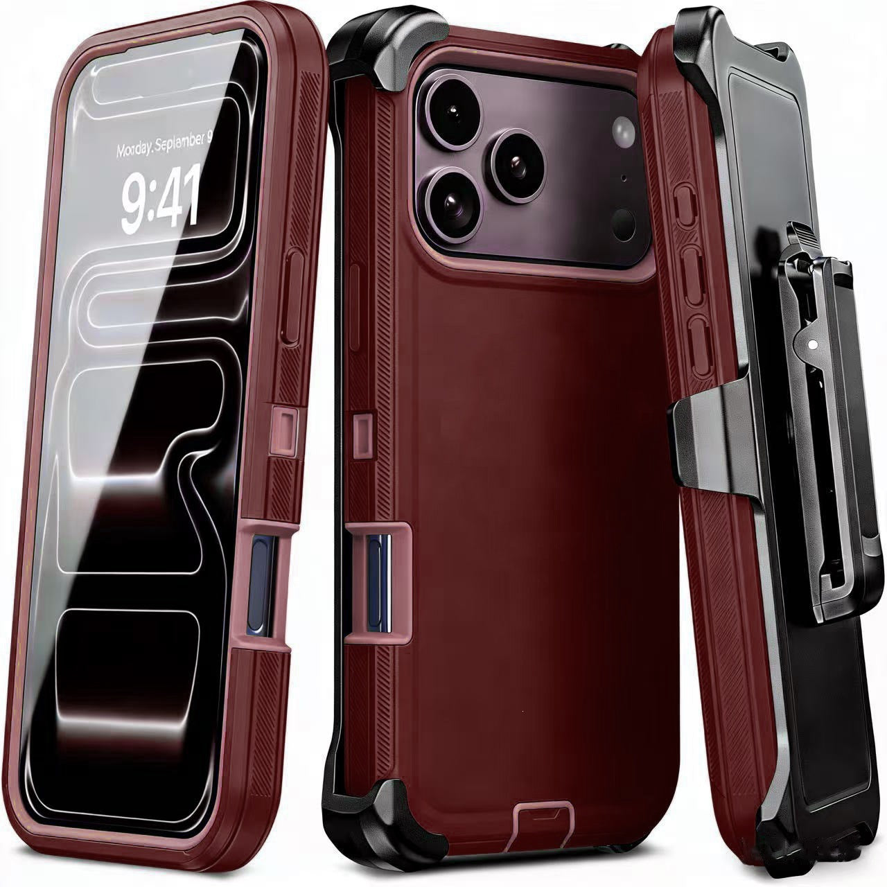 Trois cas de téléphone de preuve avec un support de clip de preuve de chute