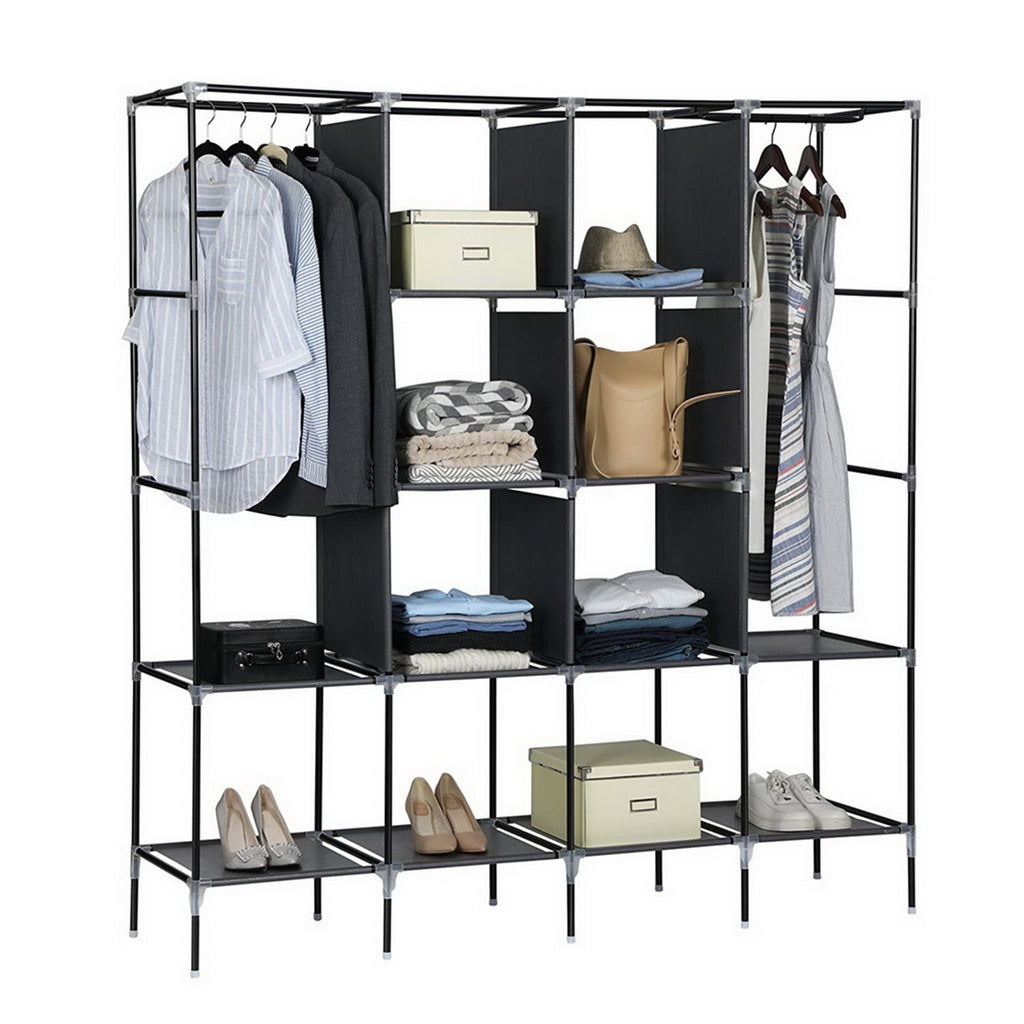 Rangement d'armoire portable de 67 pouces Sac de rangement 12 étagères 4 poches latérales Gr