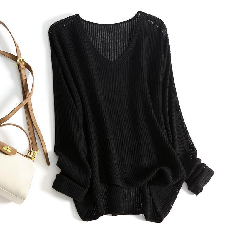 Slimming V-neckline Automne et hiver manches longues T-shirt en bas