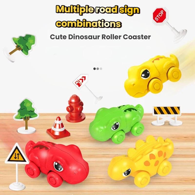Jouet de rangement de piste pour enfants en forme de dinosaure