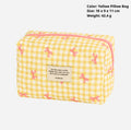 Sac cosmétique matelassé arc-jaune-17 * 9 * 9cm-polyester-1 pièce