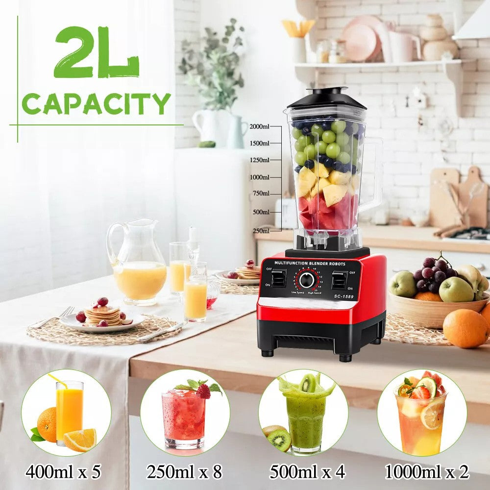 Commercial Blender 2xCups Food Processor Mixer Smoothie Juicer Glace Crusher Accueil