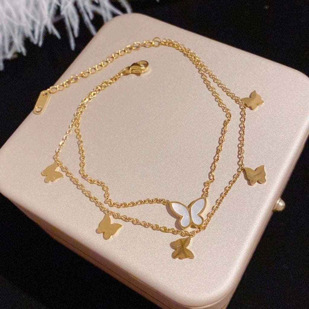 Butterfly Anklet pour les femmes haut 18k Or coloré Chaîne de pied tendance